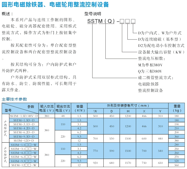 圓形電磁除鐵、電磁輪用整流控制設(shè)備